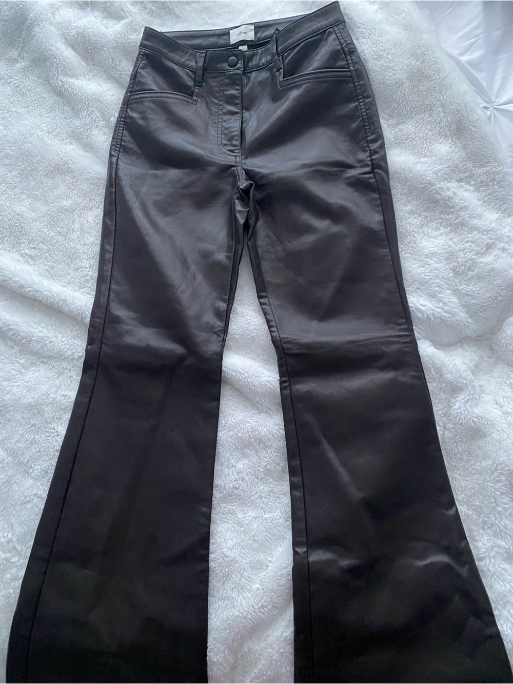 Aritzia The Melina flare dark brown leather pants